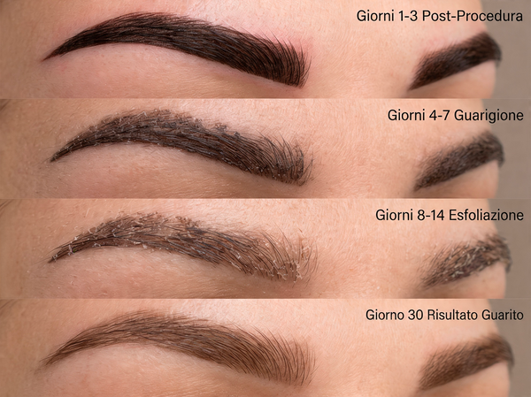 Fasi di guarigione delle sopracciglia dopo il pmu
